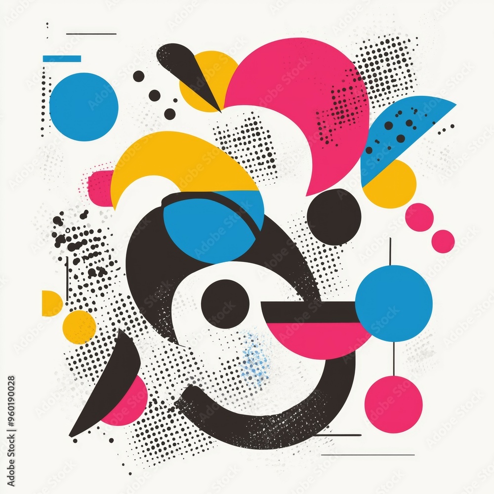 Obraz premium Abstract Geometric Pattern with Circles and Dots