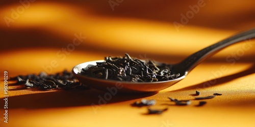 Spoonful of Dried Tea Leaves with Shadows