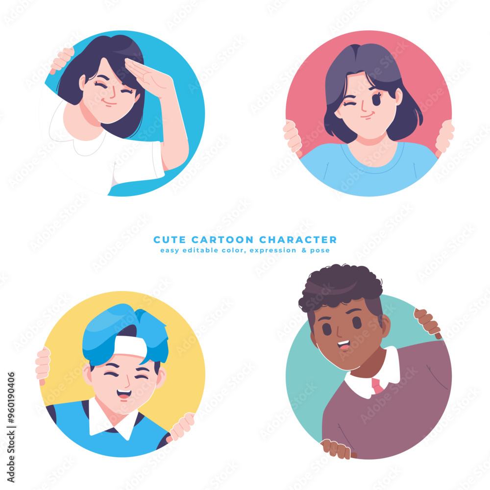 young people character avatar design young people character avatar design