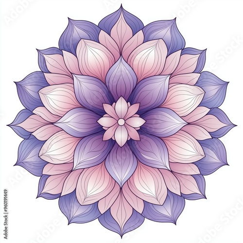 Purple and Pink Flower Mandala Design