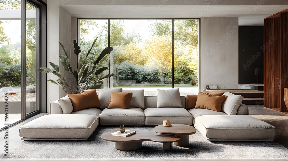 Cozy modern living room with an L-shaped sofa and bold color palette pictures Cozy modern living room with an L-shaped sofa and bold color palette pictures