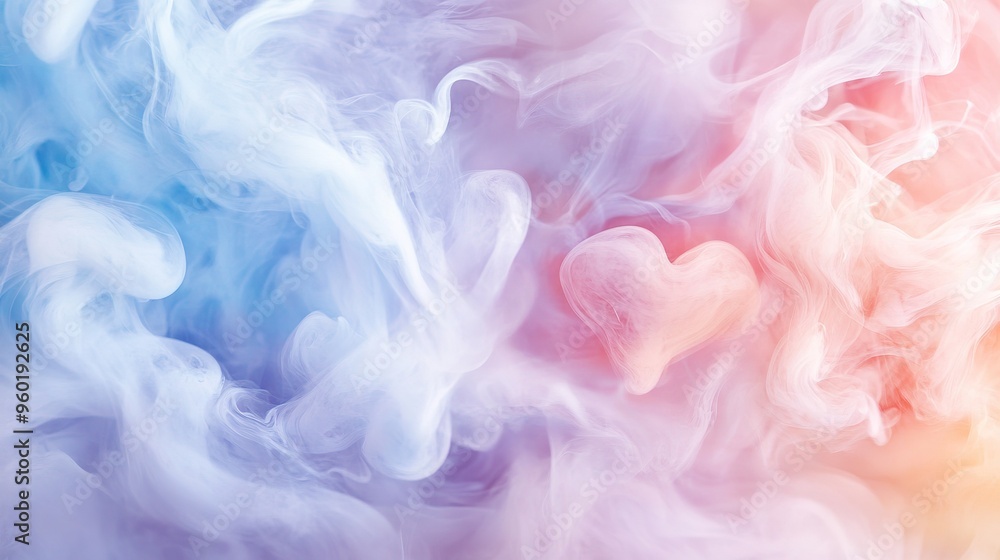 Elegant Pastel Smoke Hearts Wallpaper Design. Creative Shapes and Abstract Art for Interior Decor, Love and Romance Themes. Elegant Pastel Smoke Hearts Wallpaper Design. Creative Shapes and Abstract Art for Interior Decor, Love and Romance Themes.