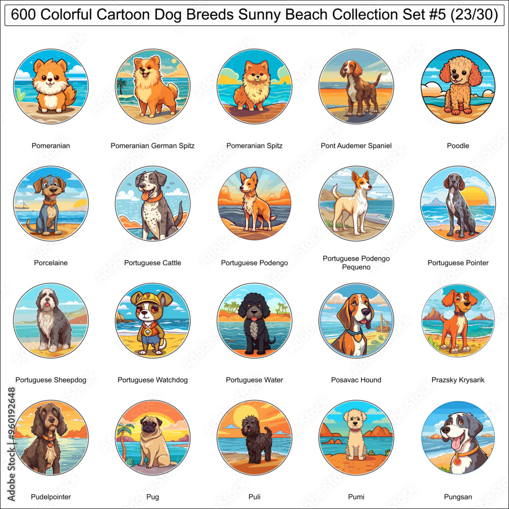 Colorful Dog Breeds Cartoon Characters Sunny Beach Bundle Collection Set 5 of 600 Dog Faces Isolated Part 23 Colorful Dog Breeds Cartoon Characters Sunny Beach Bundle Collection Set 5 of 600 Dog Faces Isolated Part 23