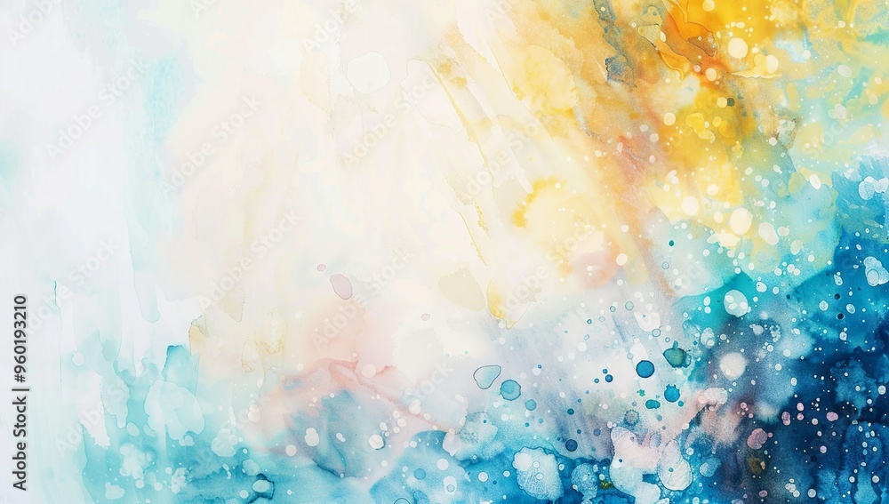 Abstract watercolor background with yellow and blue splash effects Abstract watercolor background with yellow and blue splash effects