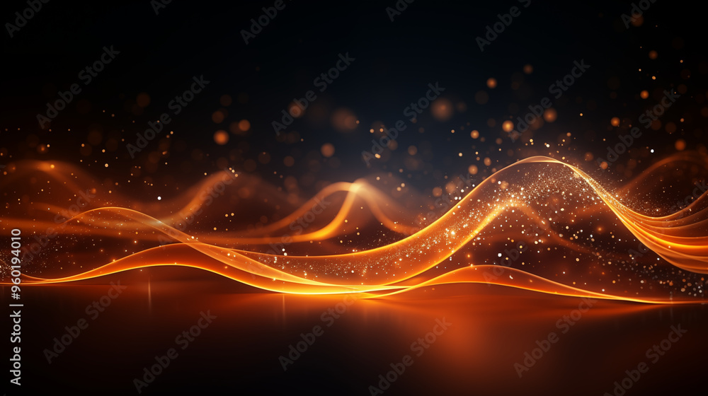 Abstract Orange and Gold Waves with Sparkles Abstract Orange and Gold Waves with Sparkles