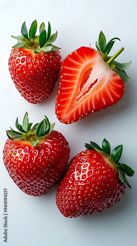 Freshly Picked Strawberry Photo - Ripe, Juicy, Red Strawberries on White Background Freshly Picked Strawberry Photo - Ripe, Juicy, Red Strawberries on White Background