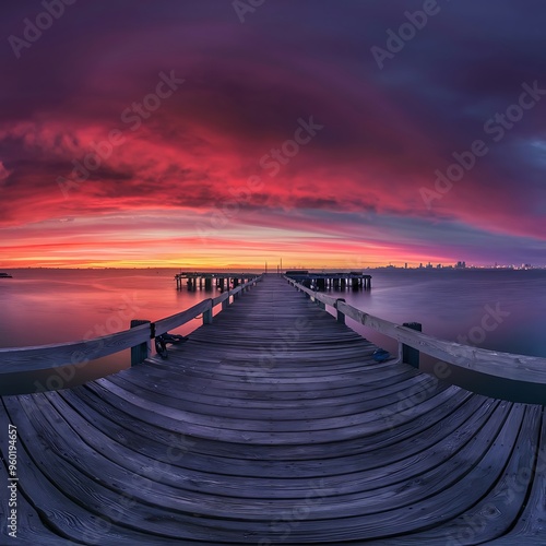 Pier with sky on sunset