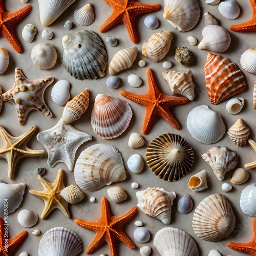 collection of sea shells and starfish