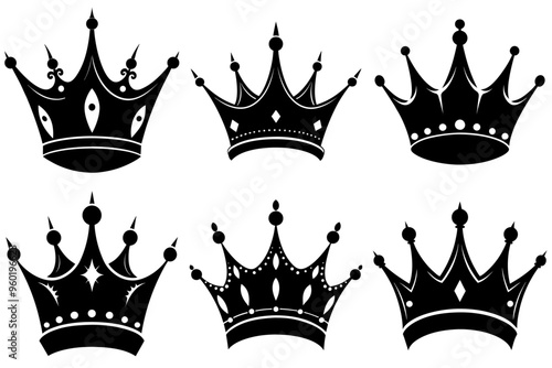 A set of black Crown silhouettes