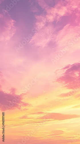 Gradient sunset hues. Featuring a blend of orange, pink, and purple gradients. Showcasing a warm and tranquil evening scene. Ideal for travel brochures or relaxation themes