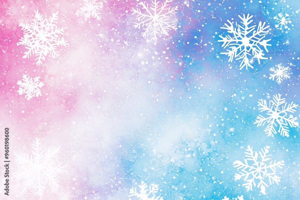 blue and pink background with white snowflakes blue and pink background with white snowflakes