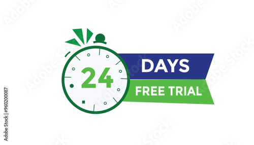 24 days free trial Countdown number banner templates. time icon. Vector Illustration 
