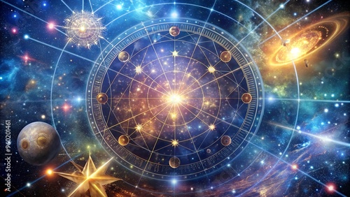 Celestial Map with Constellations and Cosmic Pathways Guiding Through Akashic Records. Perfect for: Halloween, Stargazing Events, Space-Themed Festivals