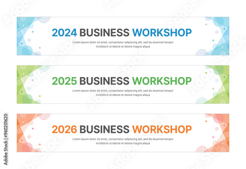 Set of business banner design templates in modern, geometry, abstract shape pattern style for schools, companies, workshops, events and presentations. 