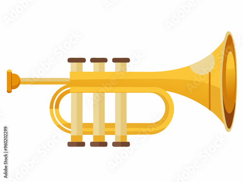 Golden trumpet - modern flat design style single isolated object 