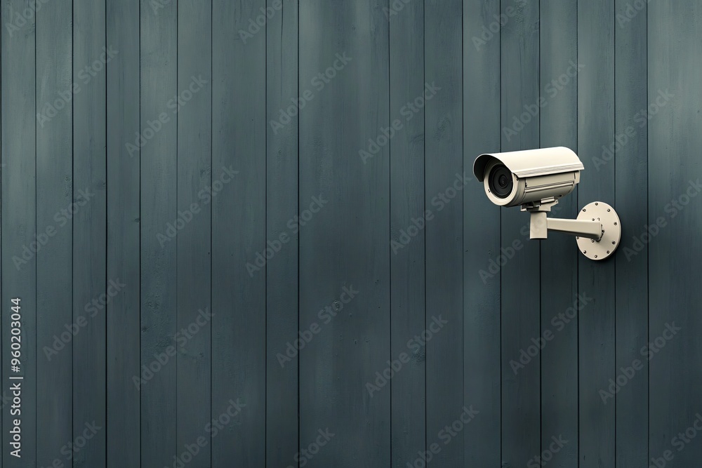 Security Camera Mounted on a Wooden Wall Security Camera Mounted on a Wooden Wall