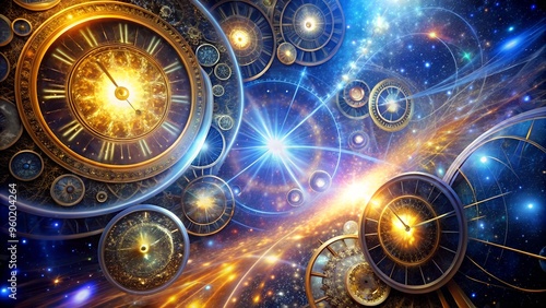 Visuals Blending Time and Space in the Cosmos. Perfect for: Sci-Fi Conventions, Time Travel Exhibitions