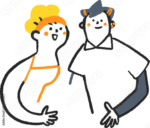 手を差し伸べある男女　ストックイラスト素材