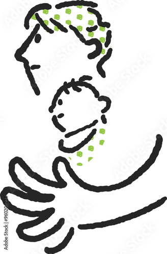 赤ちゃんを抱いた手の大きな男性　ストックイラスト素材
