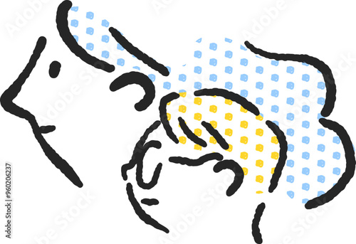 母親と子供の横顔　ストックイラスト素材
