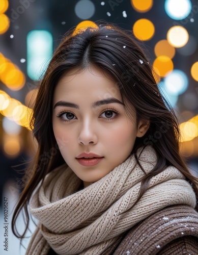 Wallpaper Mural Young Woman in a Wintery City Setting Torontodigital.ca