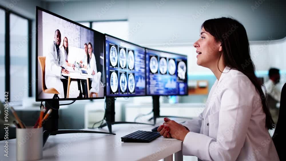 Doctor In Online Video Conference. Medical Webinar Doctor In Online Video Conference. Medical Webinar