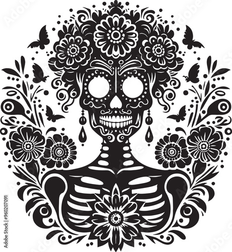 Day of the Dead Silhouette Vector Illustration