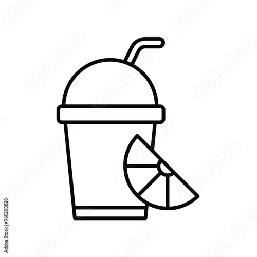 lemonade line icon with white background vector stock illustration