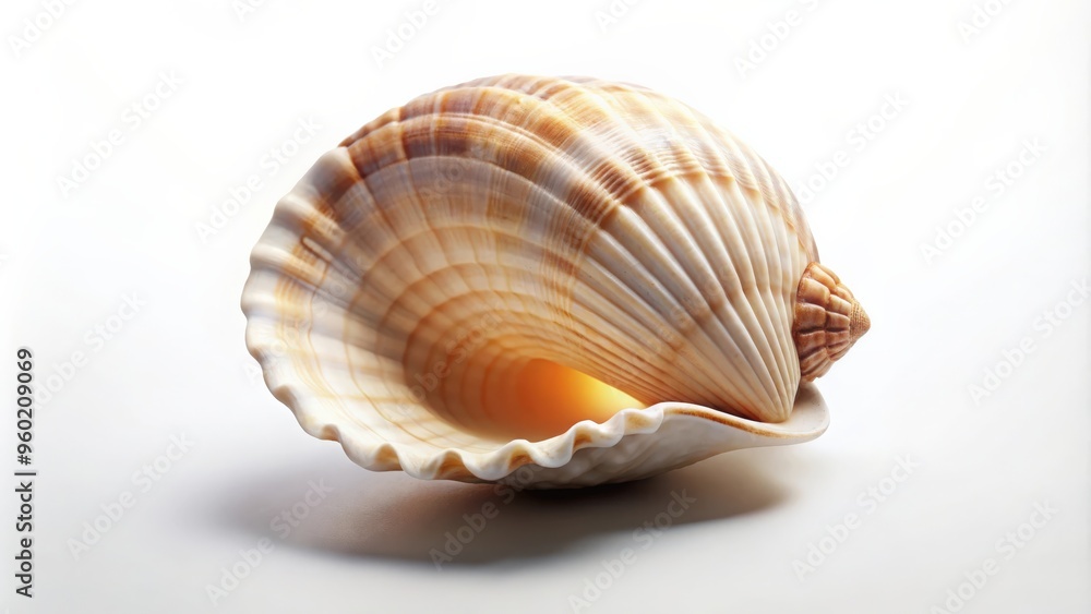 rendering of an empty open seashell on a white background rendering of an empty open seashell on a white background