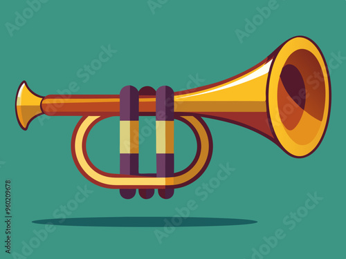 Retro Post horn. Hunting bugle vector illustration