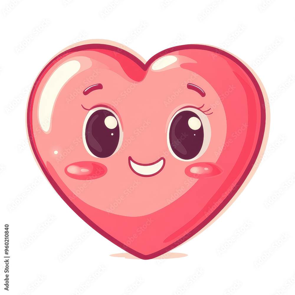 Cute cartoon heart character with a smiling face, perfect for conveying love, happiness, and affection in designs. Cute cartoon heart character with a smiling face, perfect for conveying love, happiness, and affection in designs.