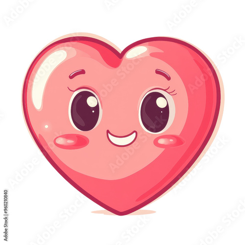 Cute cartoon heart character with a smiling face, perfect for conveying love, happiness, and affection in designs. photo