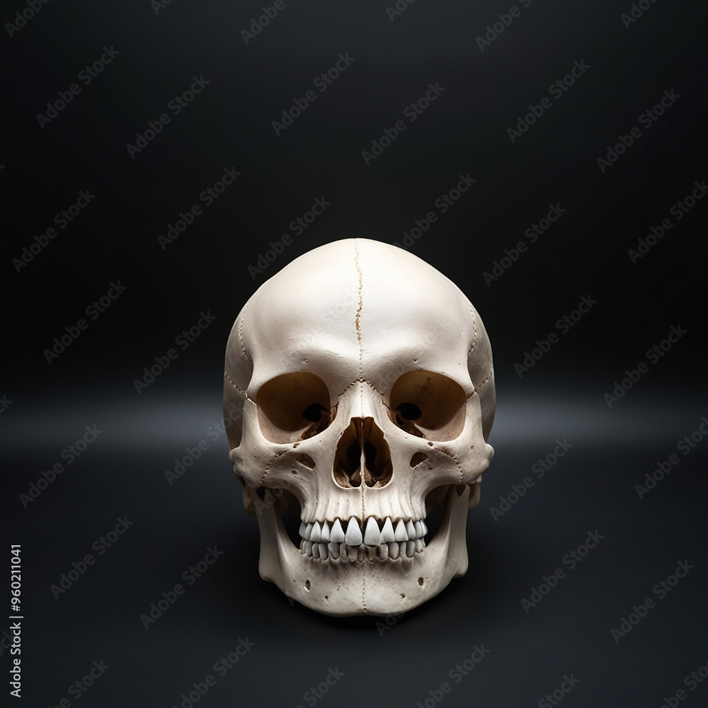 Obraz premium Human skull and black background