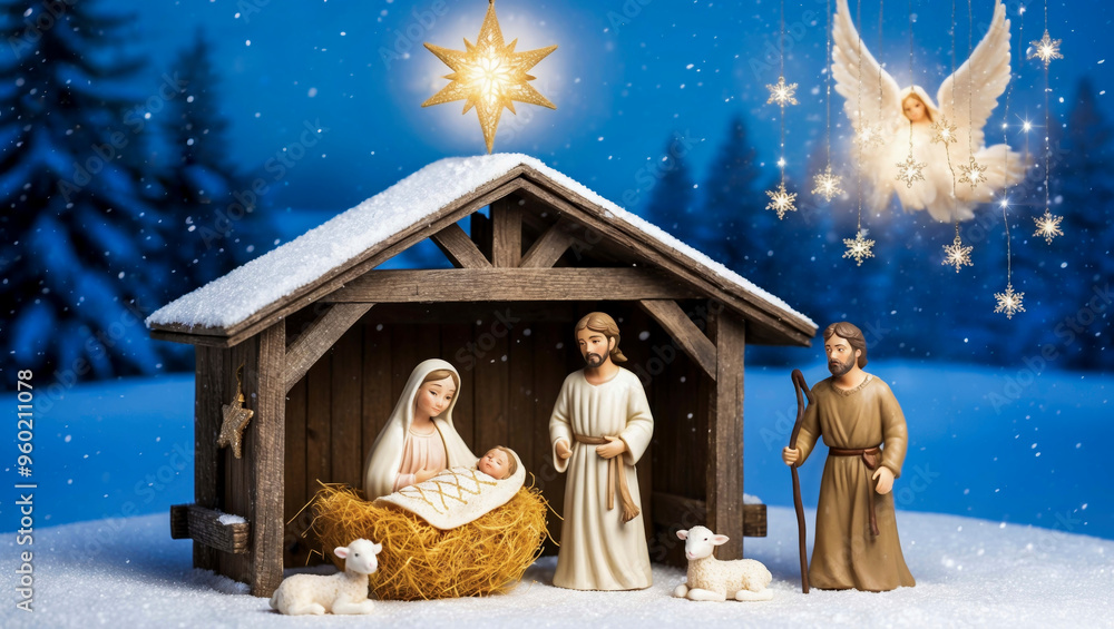 Christmas in the Snow: The Nativity of the Birth of Jesus Christ Under the Star of Bethlehem. Christmas in the Snow: The Nativity of the Birth of Jesus Christ Under the Star of Bethlehem.