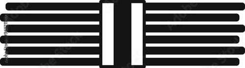 Black and white vector icon of a bundle of metal rods being stored on a construction site