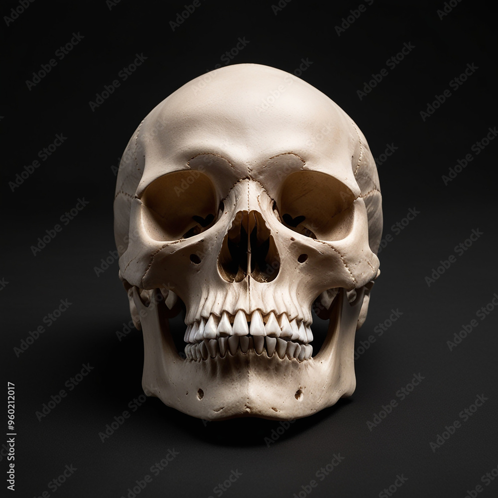 Obraz premium Human skull and black background