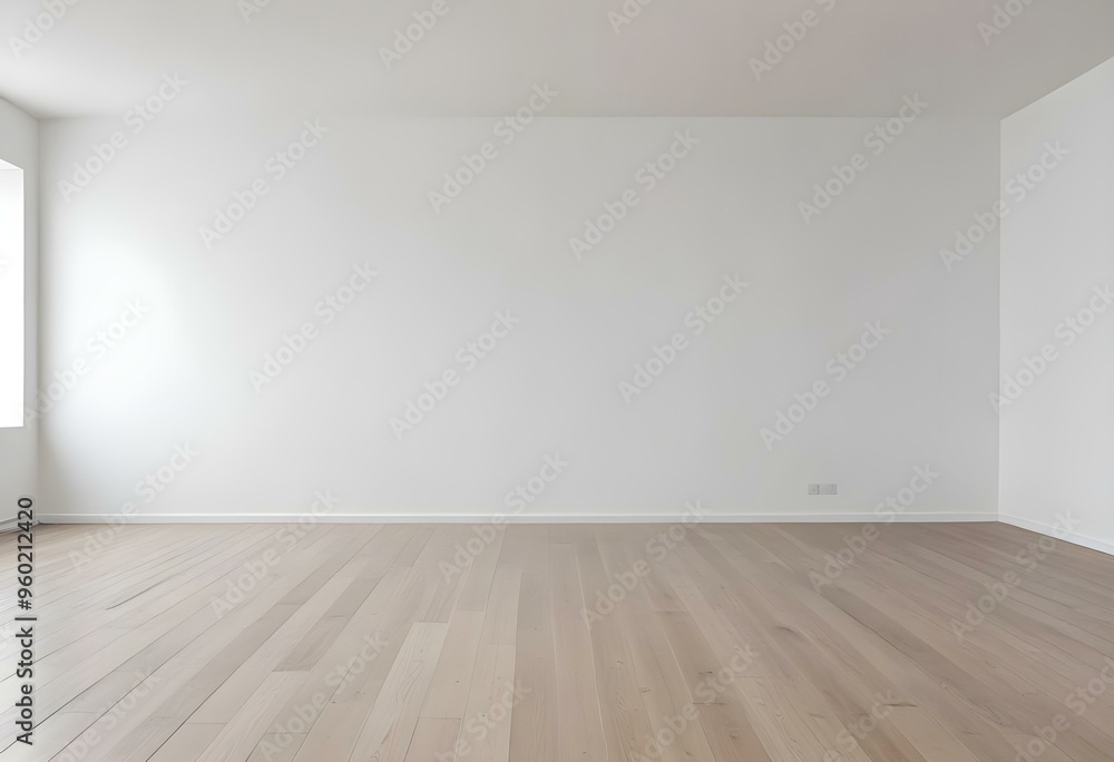 Empty room with white walls and wooden floor, minimal interior design. Empty room with white walls and wooden floor, minimal interior design.