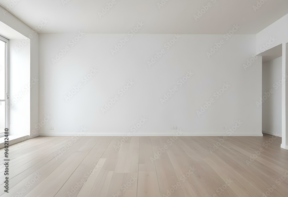 Empty room with white walls and wooden floor, minimal interior design. Empty room with white walls and wooden floor, minimal interior design.