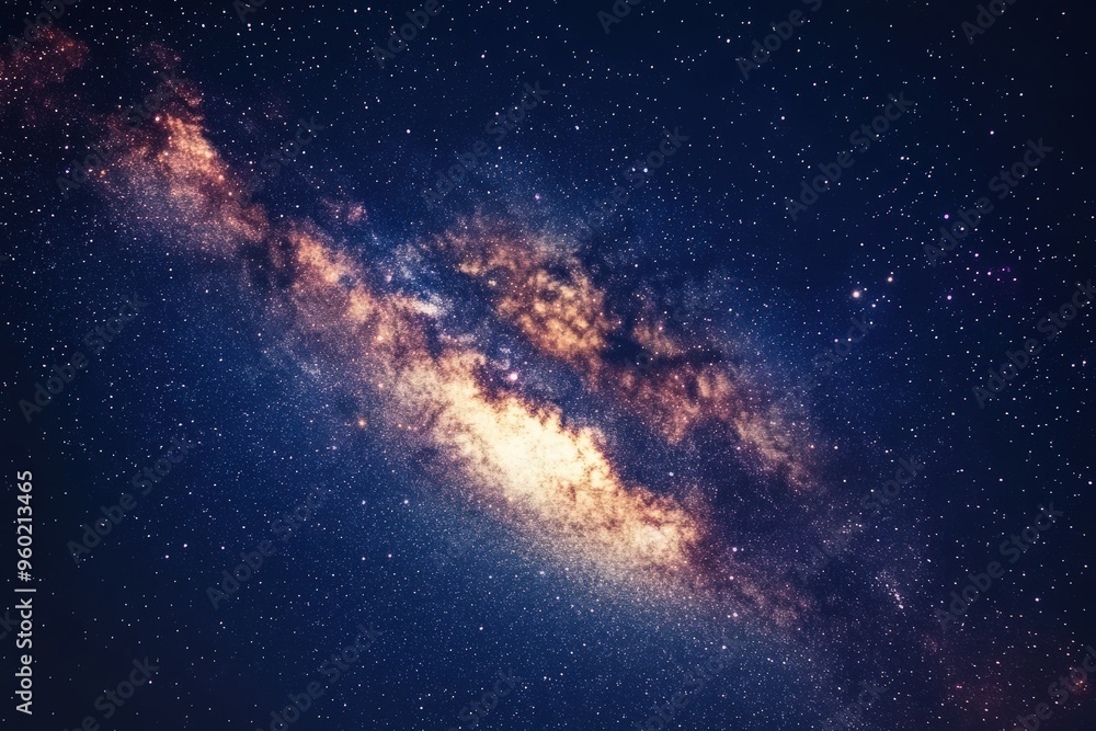 Fototapeta premium Stunning photo illustration of the Milky Way galaxy, capturing its mesmerizing spiral arms and star-studded beauty in a vivid and captivating display