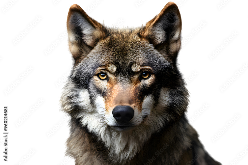 Fototapeta premium Wolf head isolated on transparent background