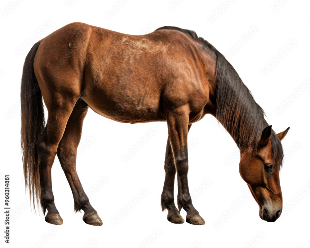 Obraz premium PNG Horse grazing animal mammal white background.