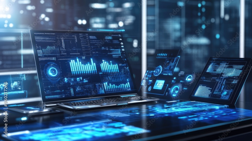 High-tech digital planning tools displayed on a sleek modern desk 