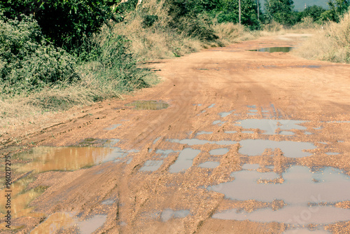 dirty road countryside in Thailand