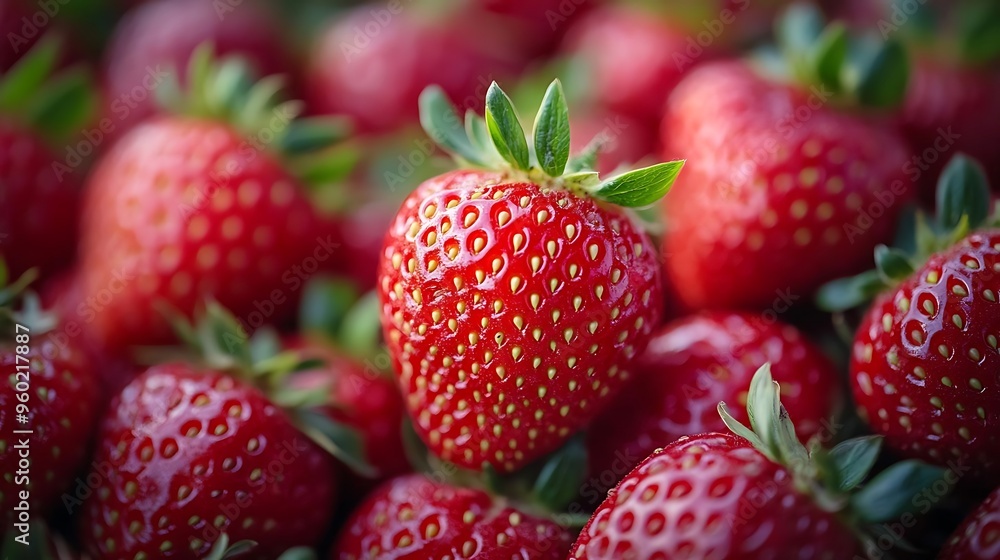 Photo of Ripe Red Strawberries, Freshly Picked and Ready to Eat Photo of Ripe Red Strawberries, Freshly Picked and Ready to Eat
