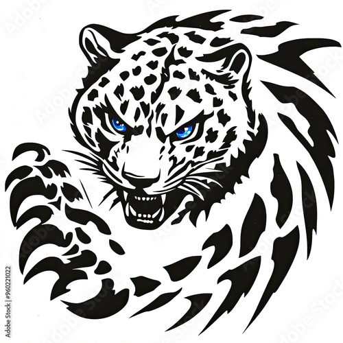 Beautiful Snow Leopard Logo, Wild Animal Design for Your Corporate and Business Graphic Resource or Creative Project, Ai Generative