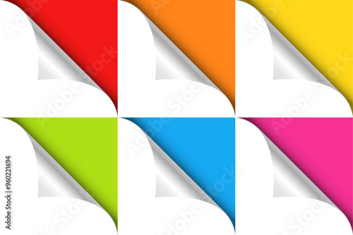 Colorful curled corner page set