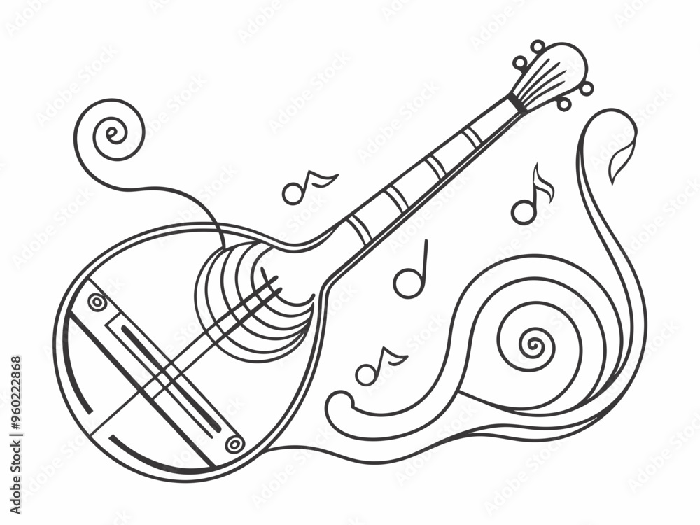 Surma one line color art. Continuous line drawing of music, wind ...