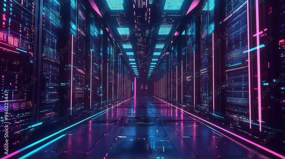 A futuristic technology hub with neon-lit skyscrapers and advanced data centers A futuristic technology hub with neon-lit skyscrapers and advanced data centers