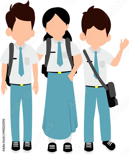 Illustration Of Asian High School Students