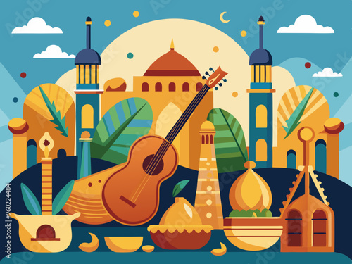 Music themed background with Arabic instruments
